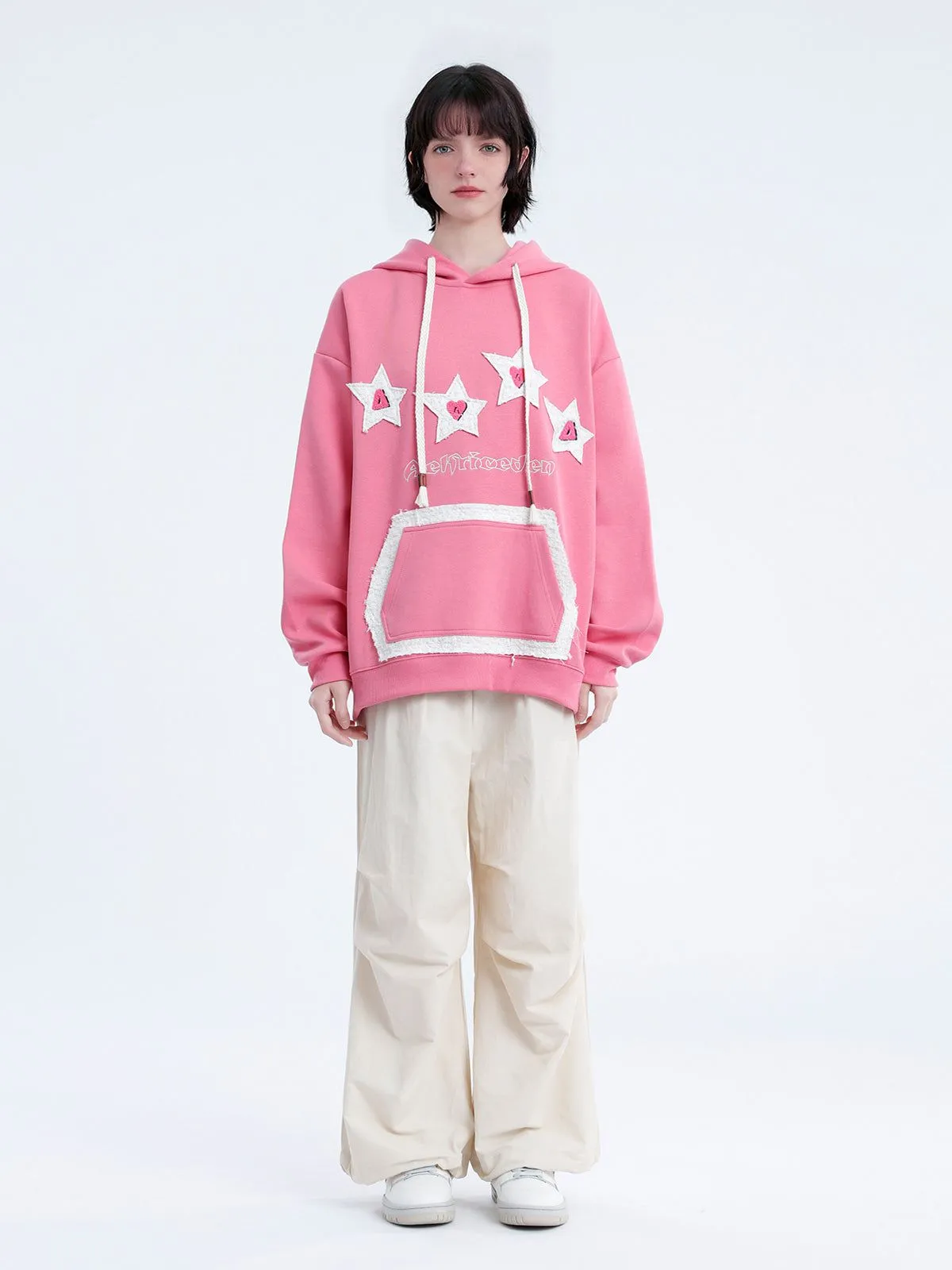 Aelfric Eden Color Blocking Applique Embroidery Star Hoodie sold by Aelfric Eden product image thumbnail 3