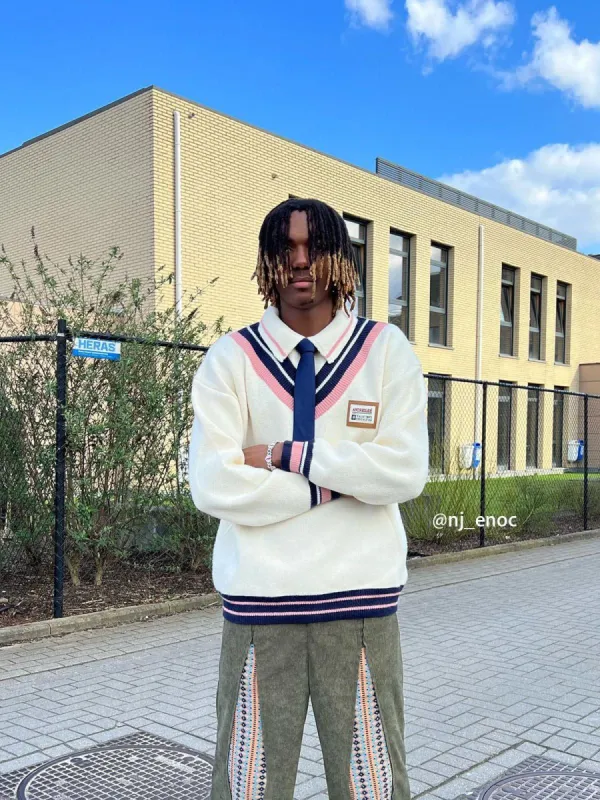 Aelfric Eden Color Blocking Embroidery Polo Sweatshirt