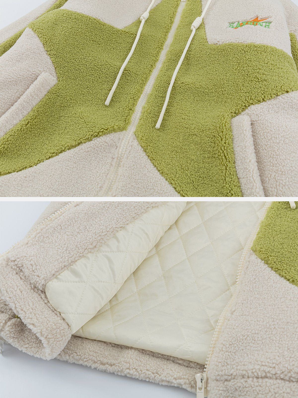 Aelfric Eden Patchwork Star Hooded Sherpa Jacket sold by Aelfric Eden product image thumbnail 4