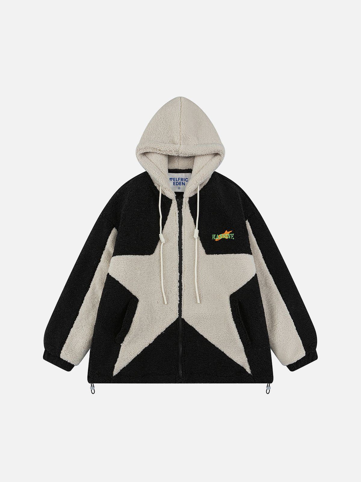 Aelfric Eden Patchwork Star Hooded Sherpa Jacket sold by Aelfric Eden