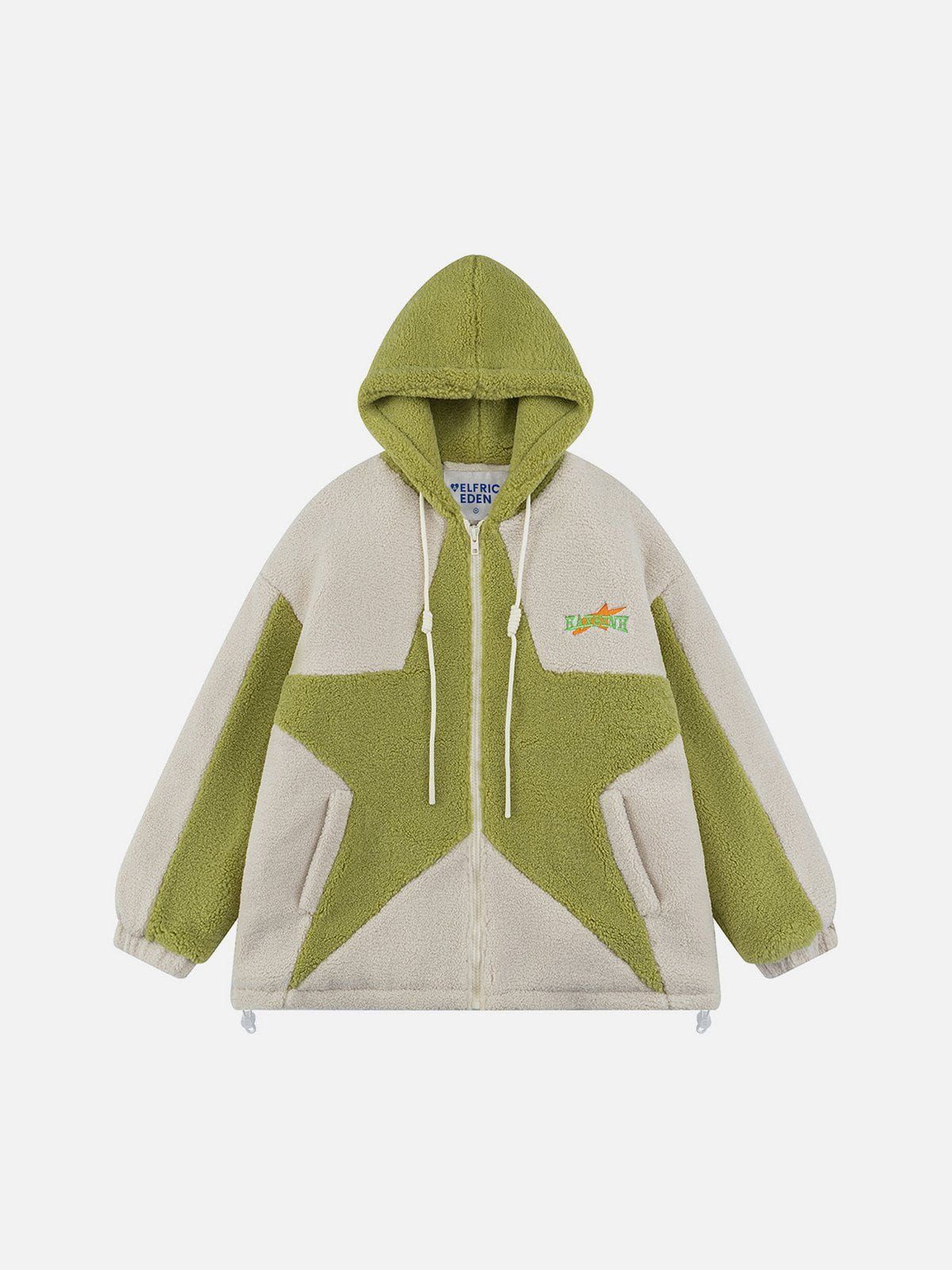 Aelfric Eden Patchwork Star Hooded Sherpa Jacket sold by Aelfric Eden product image thumbnail 2