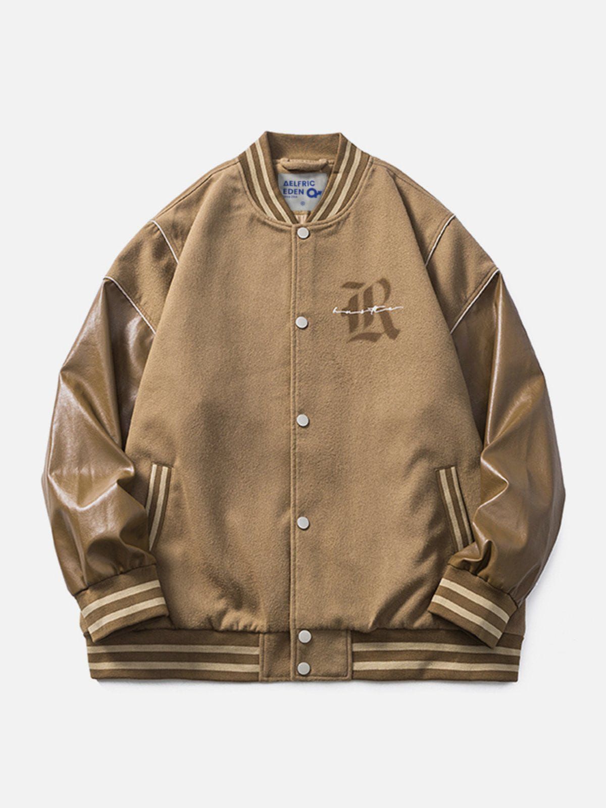 Aelfric Eden Drop Shoulder Patchwork Varsity Jacket sold by Aelfric Eden product image thumbnail 2