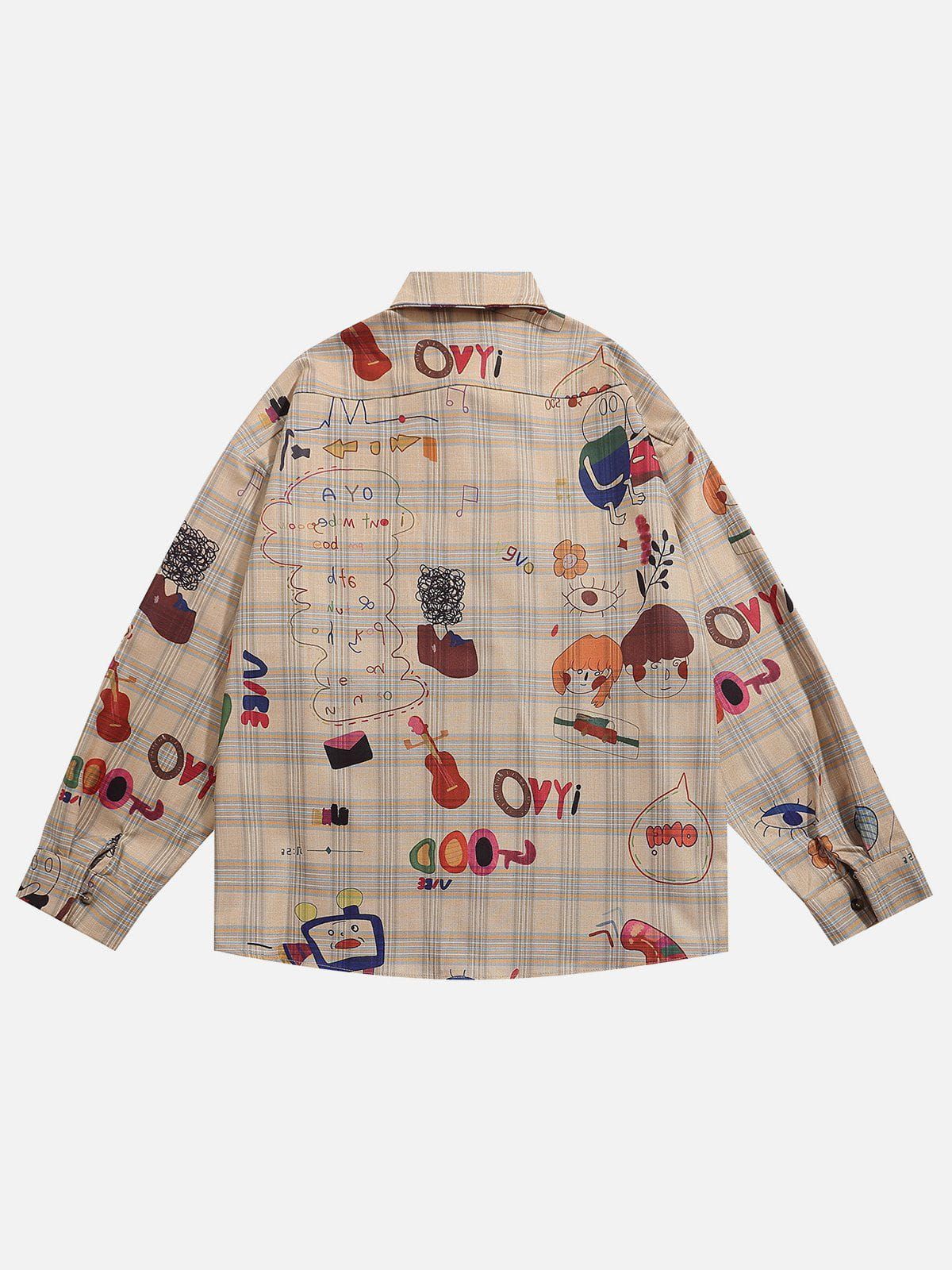 Aelfric Eden Plaid Cartoon Graphic Long Sleeve Shirt sold by Aelfric Eden product image thumbnail 2