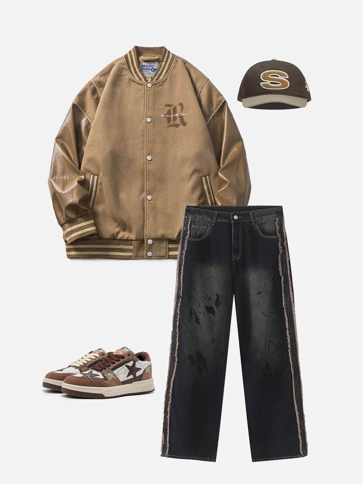 Aelfric Eden Drop Shoulder Patchwork Varsity Jacket sold by Aelfric Eden product image thumbnail 4