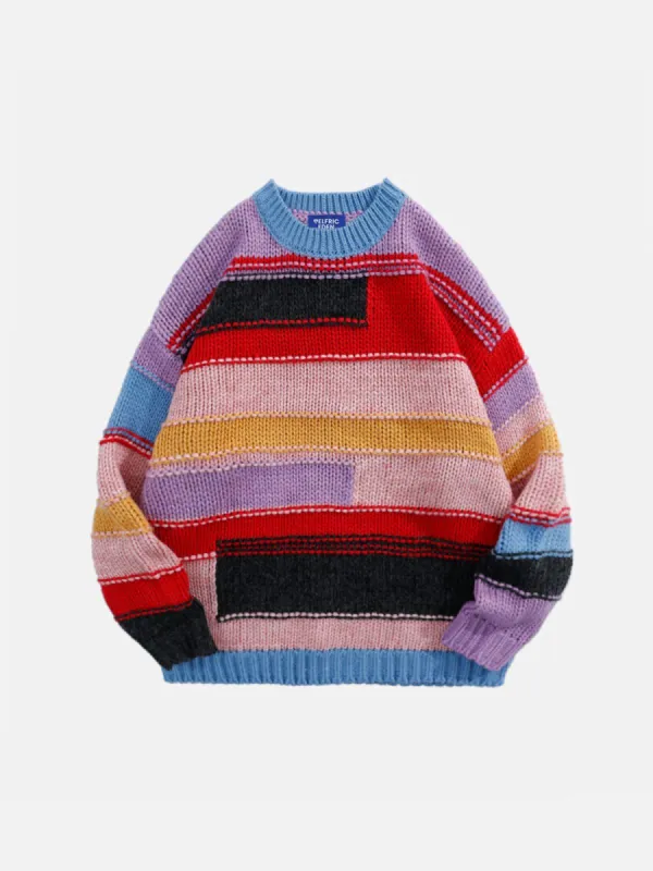 Aelfric Eden Irregular Colorful Stripe Wool Blend Sweater sold by Aelfric Eden
