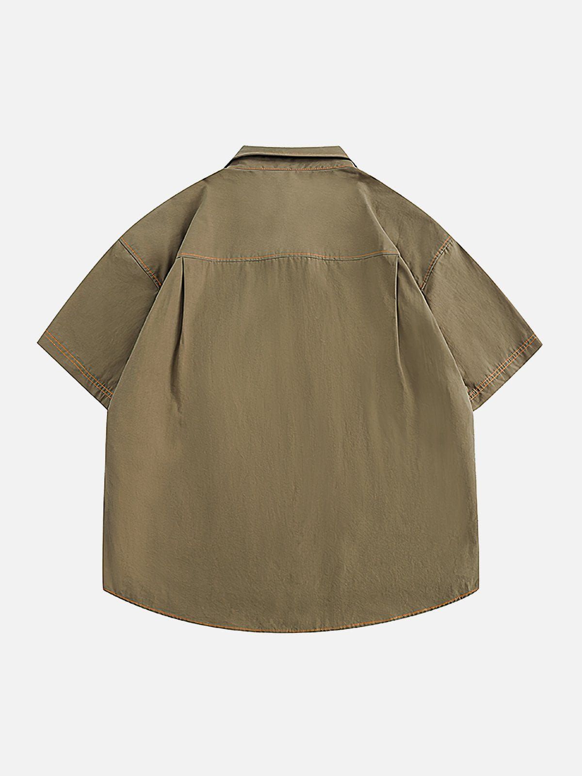 Aelfric Eden Vintage Solid Color Cargo Short Sleeve Shirts sold by Aelfric Eden product image thumbnail 4