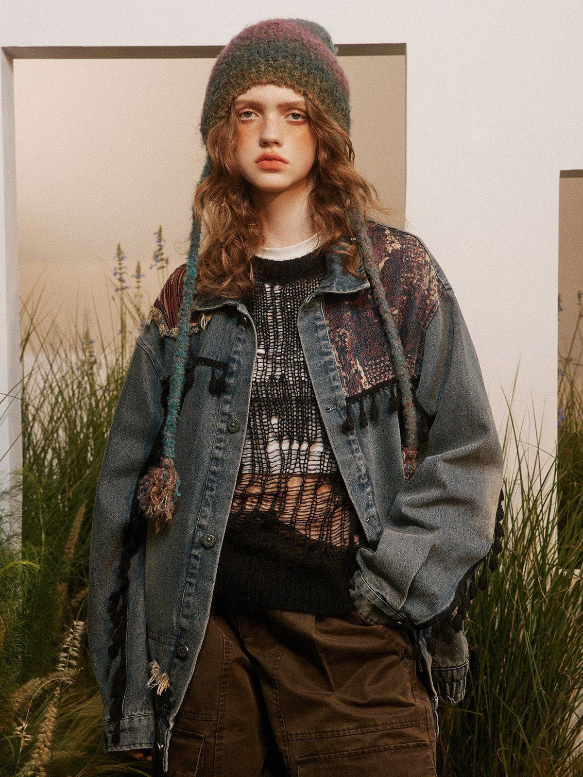 Aelfric Eden Ethnic Style Washed Denim Jacket sold by Aelfric Eden product image thumbnail 3