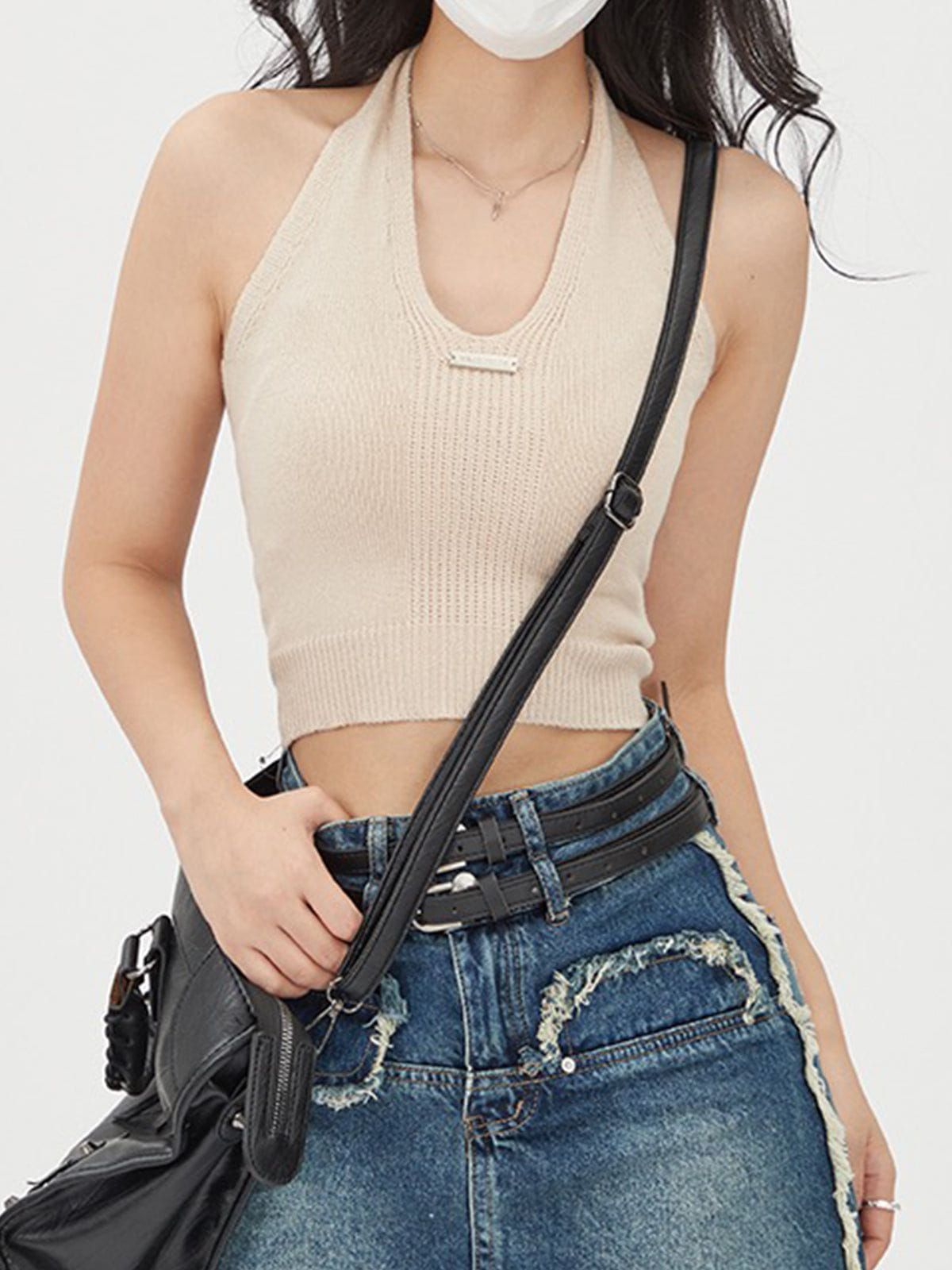 Solid Embroidered Patch Sweater Cami Top sold by Aelfric Eden product image thumbnail 2