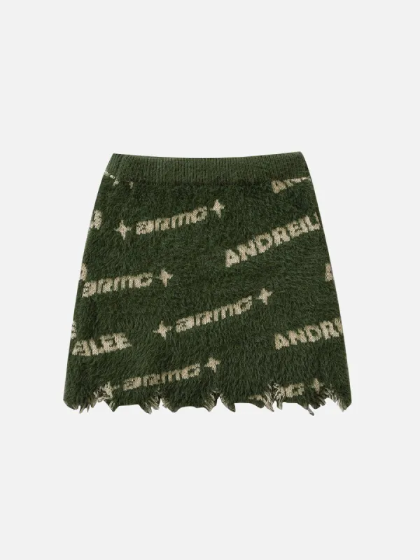 Aelfric Eden Monogram Print Fringed Short Skirt sold by Aelfric Eden