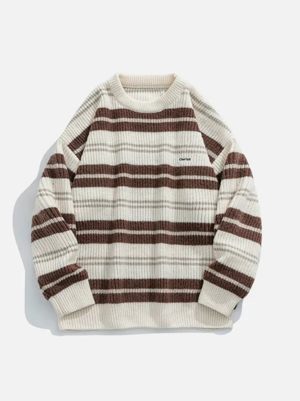 Aelfric Eden Striped Embroidery Knit Sweater sold by Aelfric Eden