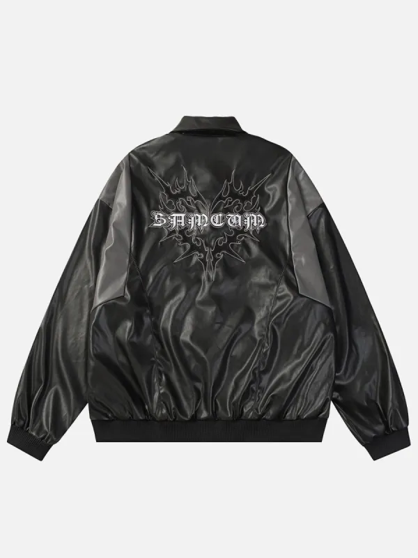 Aelfric Eden Heart Embroidery Faux Leather Jacket sold by Aelfric Eden