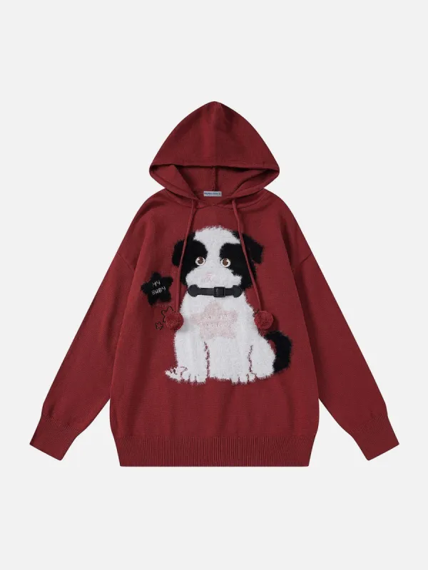 Aelfric Eden Dog Graphic Knitted Hoodie sold by Aelfric Eden