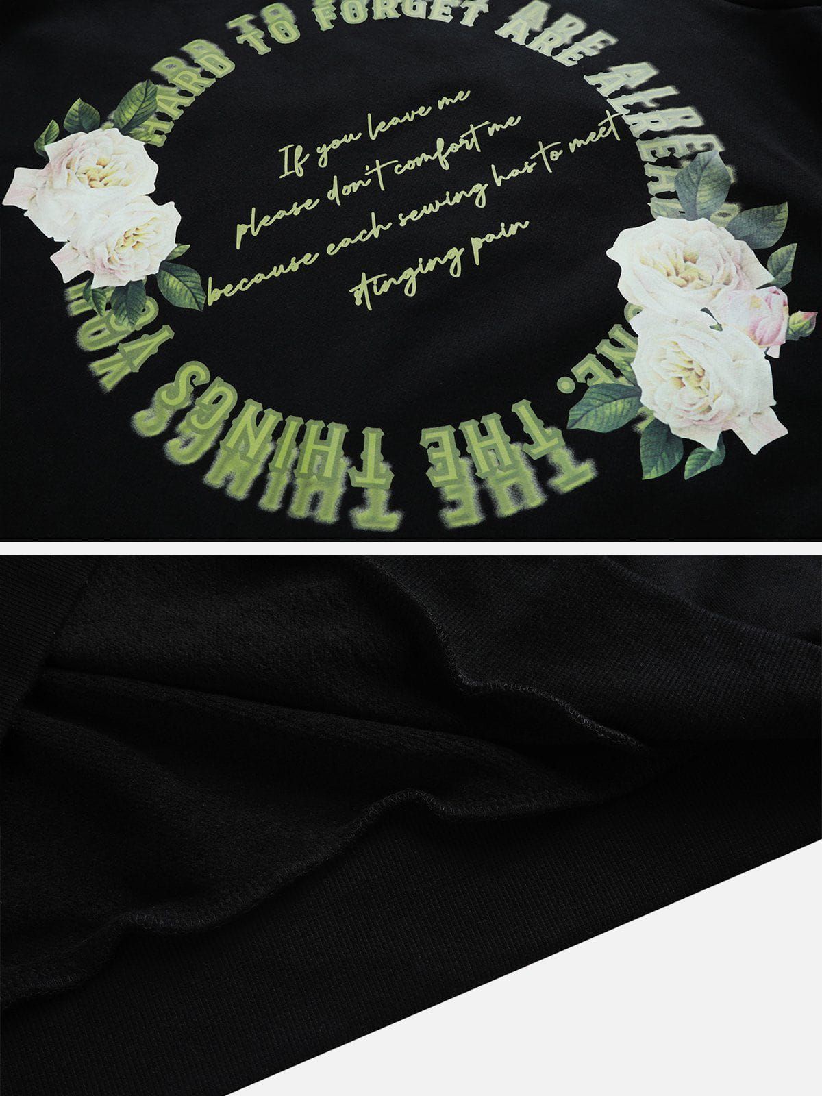 Vintage Letter Flower Print Hoodie sold by Aelfric Eden product image thumbnail 5