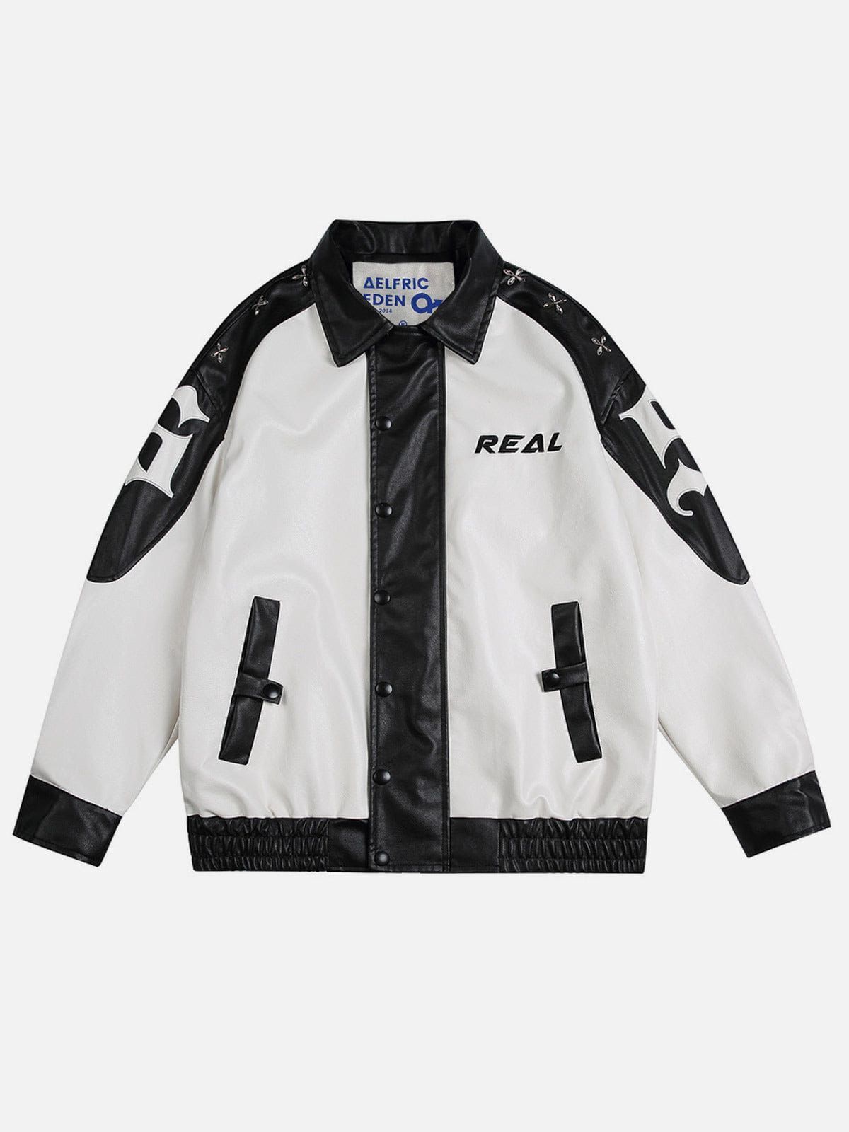 Aelfric Eden Patchwork Metal Button Leather Jacket sold by Aelfric Eden