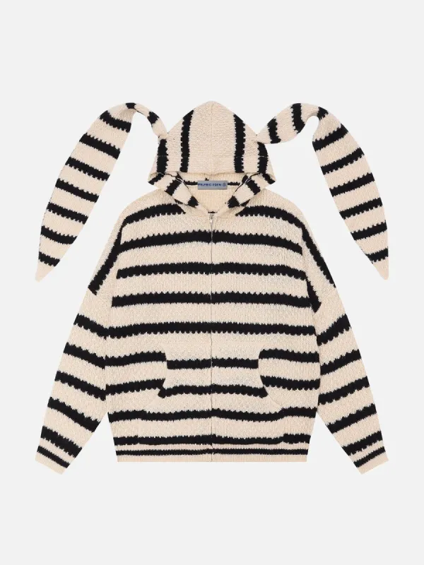 Aelfric Eden Stripe Rabbit Ear Knit Hoodie | Parallel