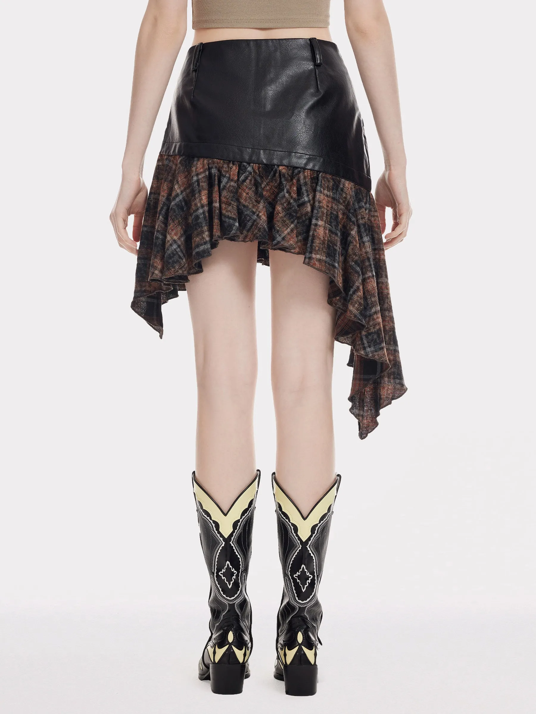 Aelfric Eden Irregular Plaid Patchwork Skirt sold by Aelfric Eden product image thumbnail 5