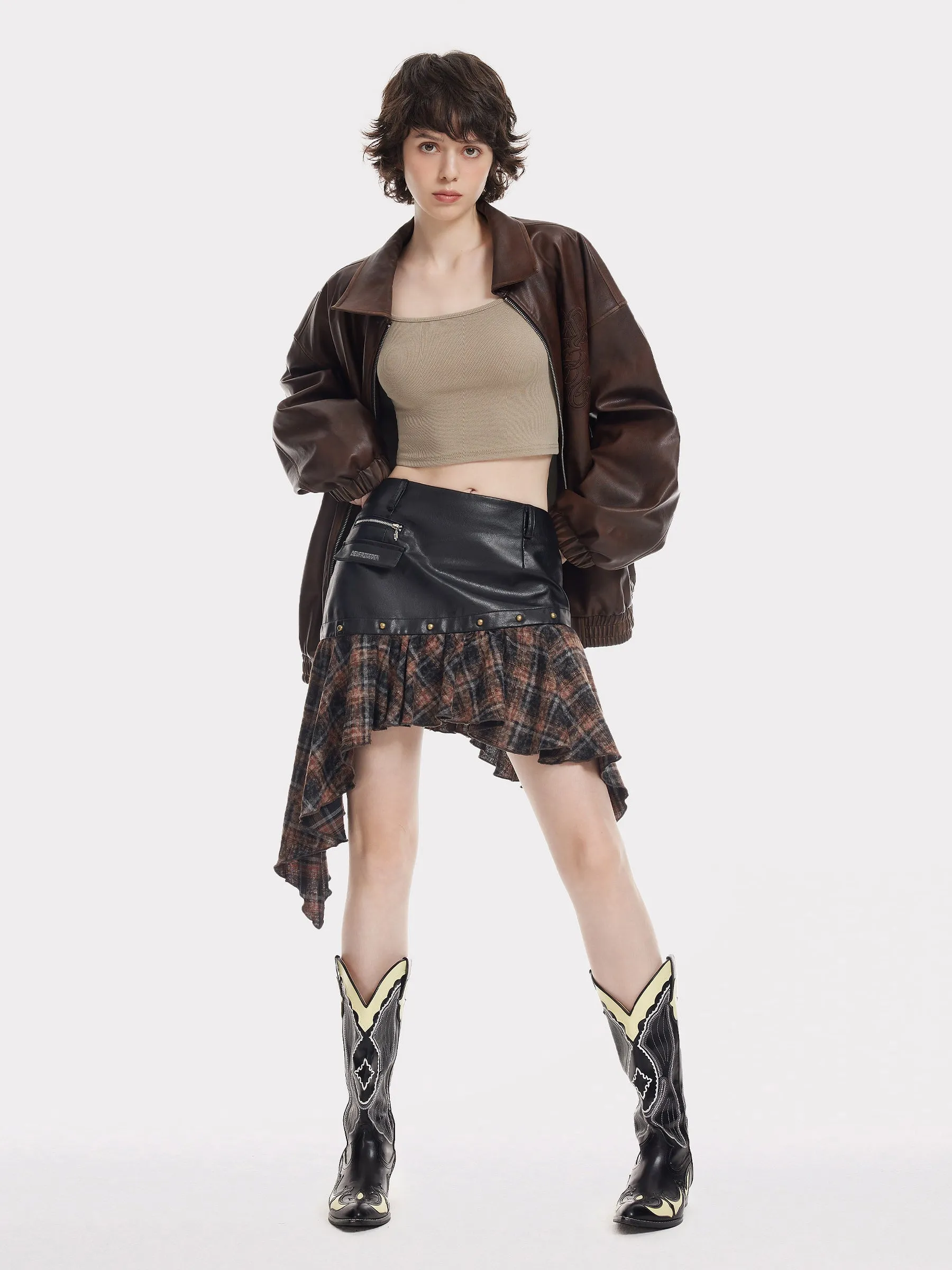 Aelfric Eden Irregular Plaid Patchwork Skirt sold by Aelfric Eden product image thumbnail 3