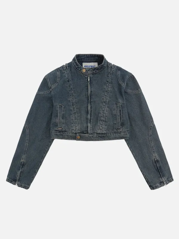 Metal Buckle Shoulder Denim Jacket sold by Aelfric Eden