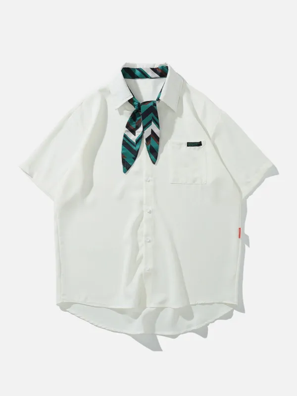 Aelfric Eden Colorblock Tie Short Sleeve Shirt sold by Aelfric Eden