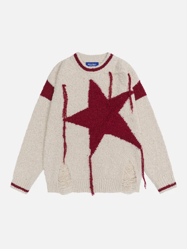 Aelfric Eden Tassel Distressed Star Sweater sold by Aelfric Eden