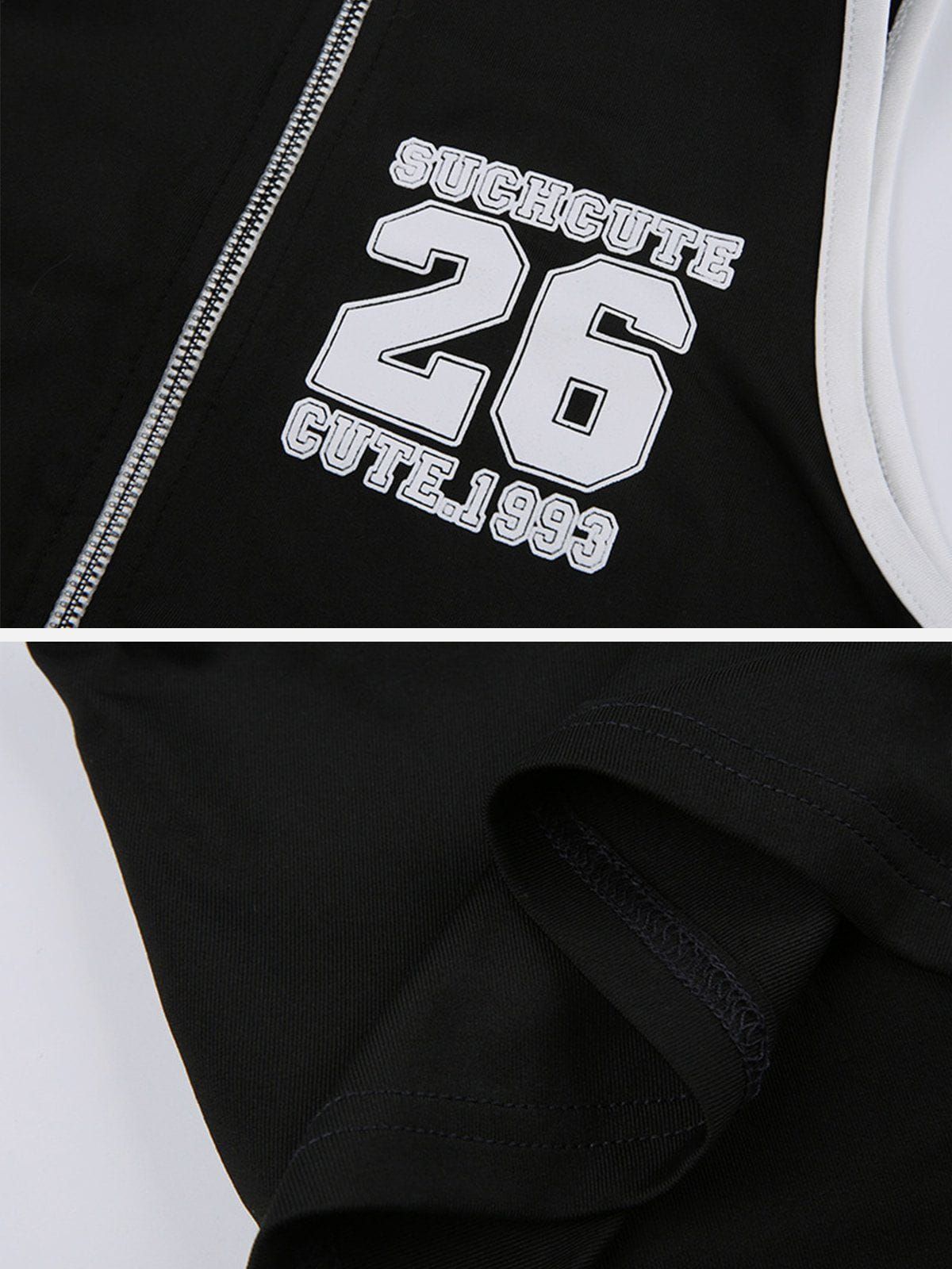 Racing Number Print Stand Collar Zip Tank Top sold by Aelfric Eden product image thumbnail 6