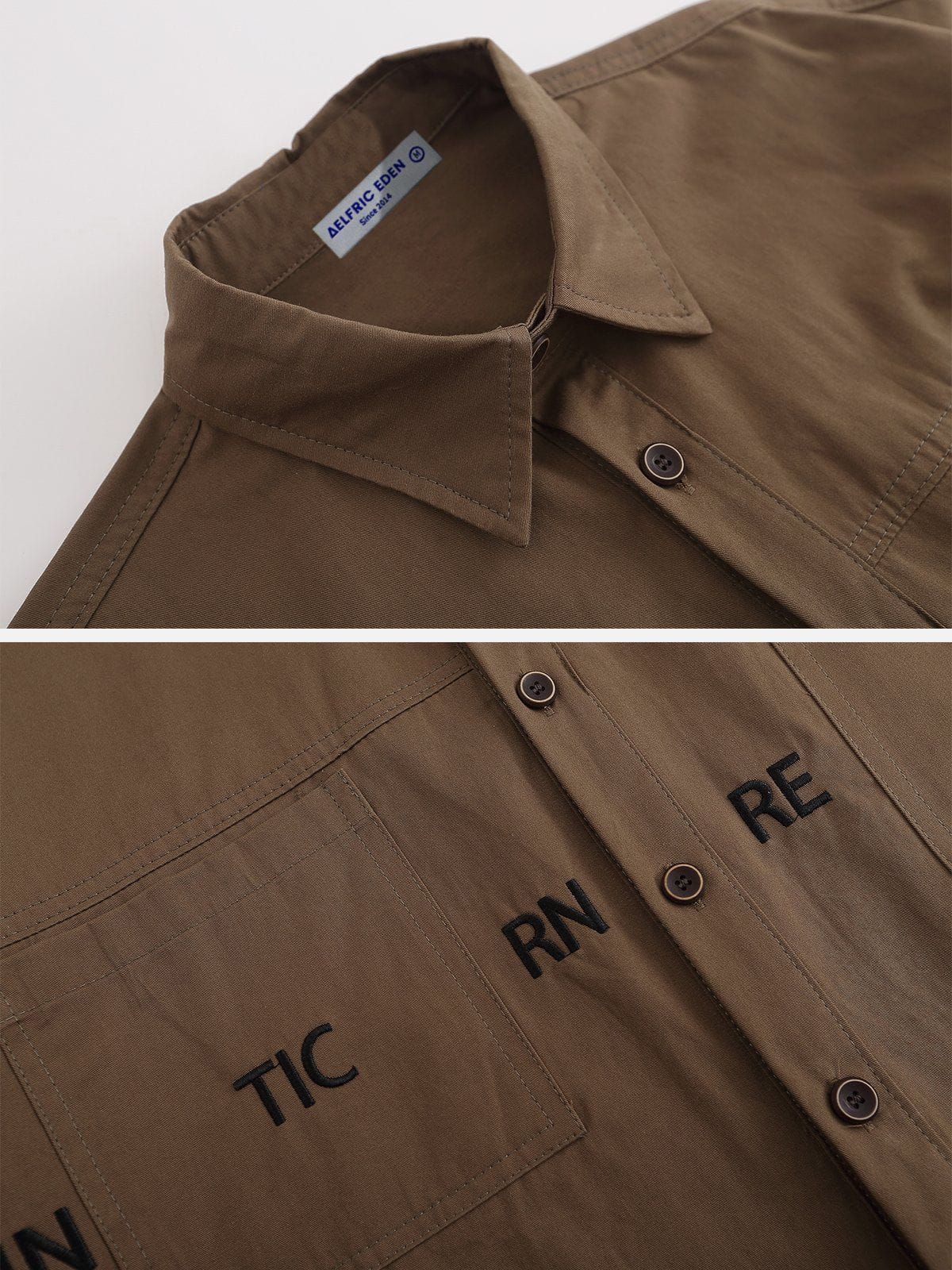 Aelfric Eden Letter Embroidery Short Sleeve Shirts sold by Aelfric Eden product image thumbnail 3