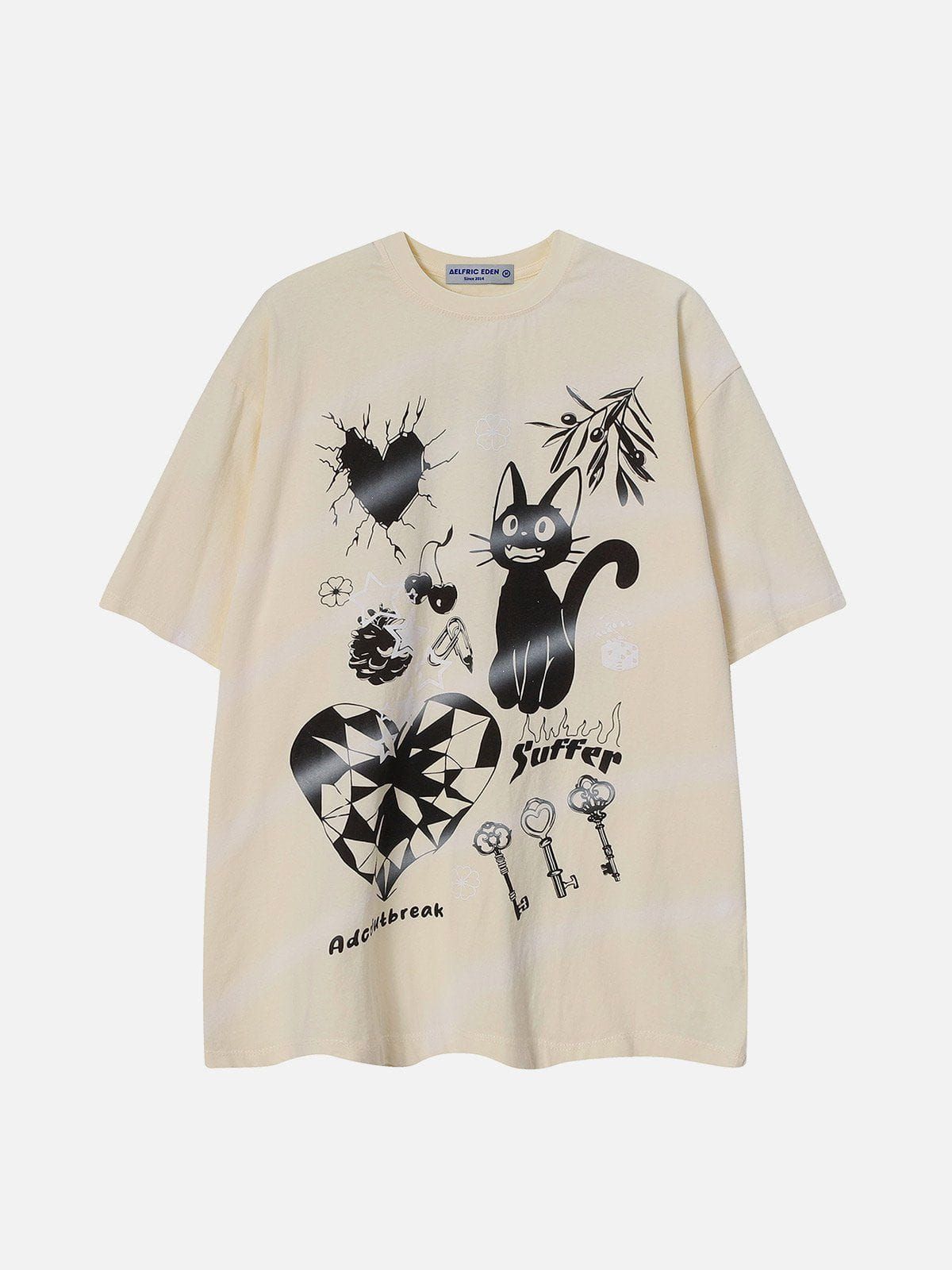 Aelfric Eden Love & Cat Pattern Tee sold by Aelfric Eden product image thumbnail 2