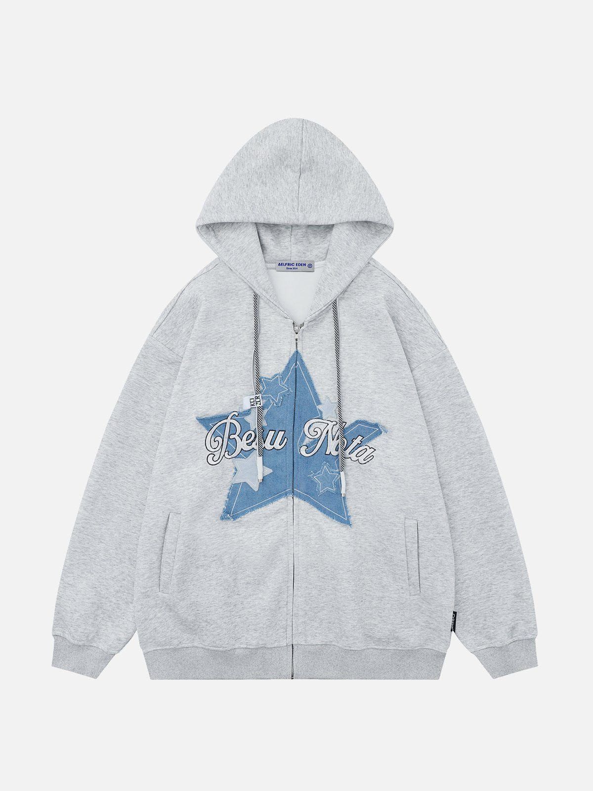 Aelfric Eden Applique Embroidery Broken Star Hoodie sold by Aelfric Eden