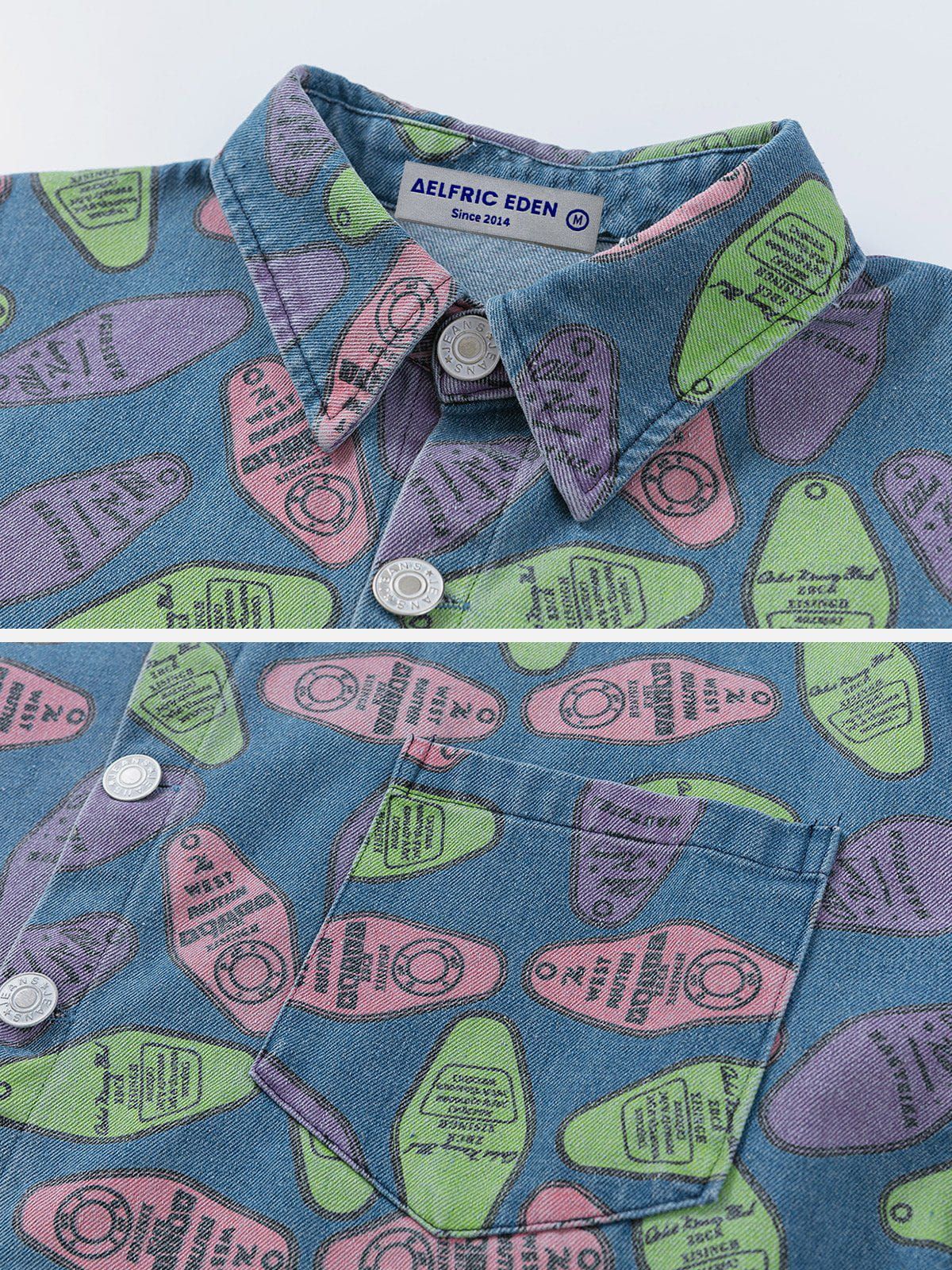 Aelfric Eden All-over Print Denim Short Sleeve Shirts sold by Aelfric Eden product image thumbnail 4