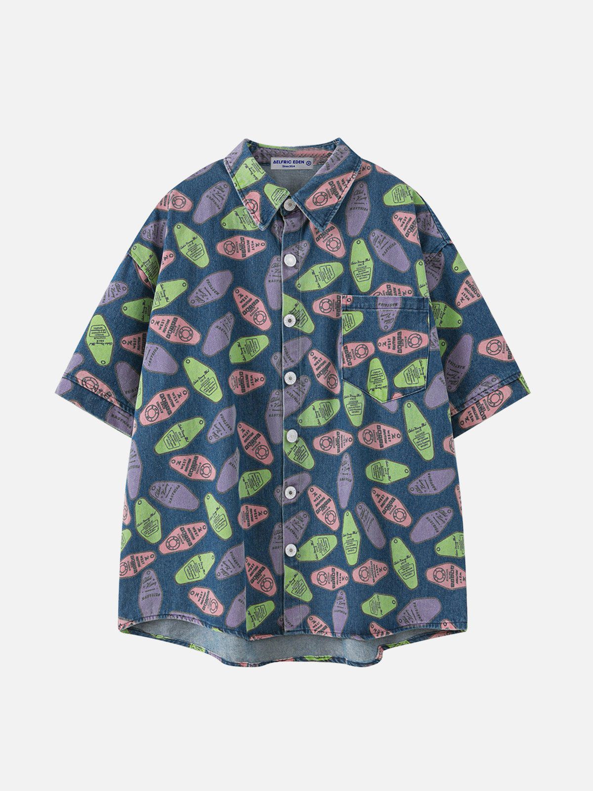 Aelfric Eden All-over Print Denim Short Sleeve Shirts sold by Aelfric Eden