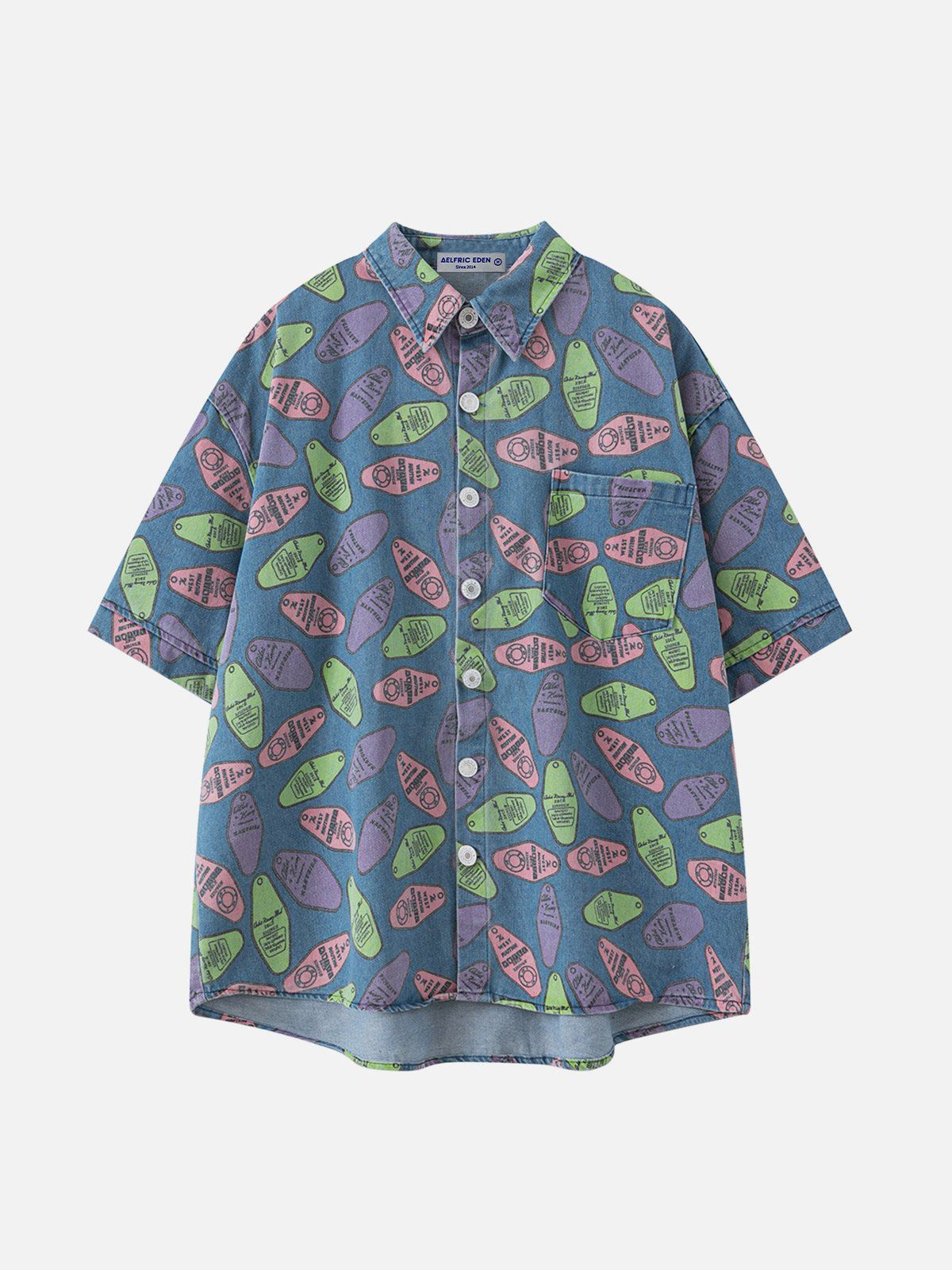 Aelfric Eden All-over Print Denim Short Sleeve Shirts sold by Aelfric Eden product image thumbnail 2