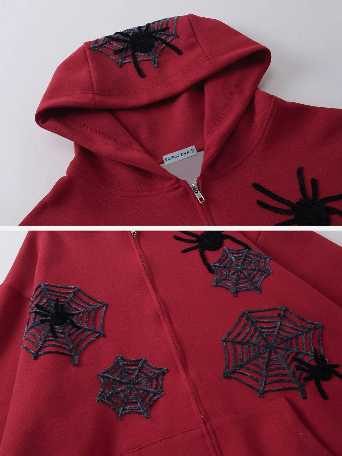 Aelfric Eden 3D Embroidery Spider Zip Up Hoodie sold by Aelfric Eden product image thumbnail 4