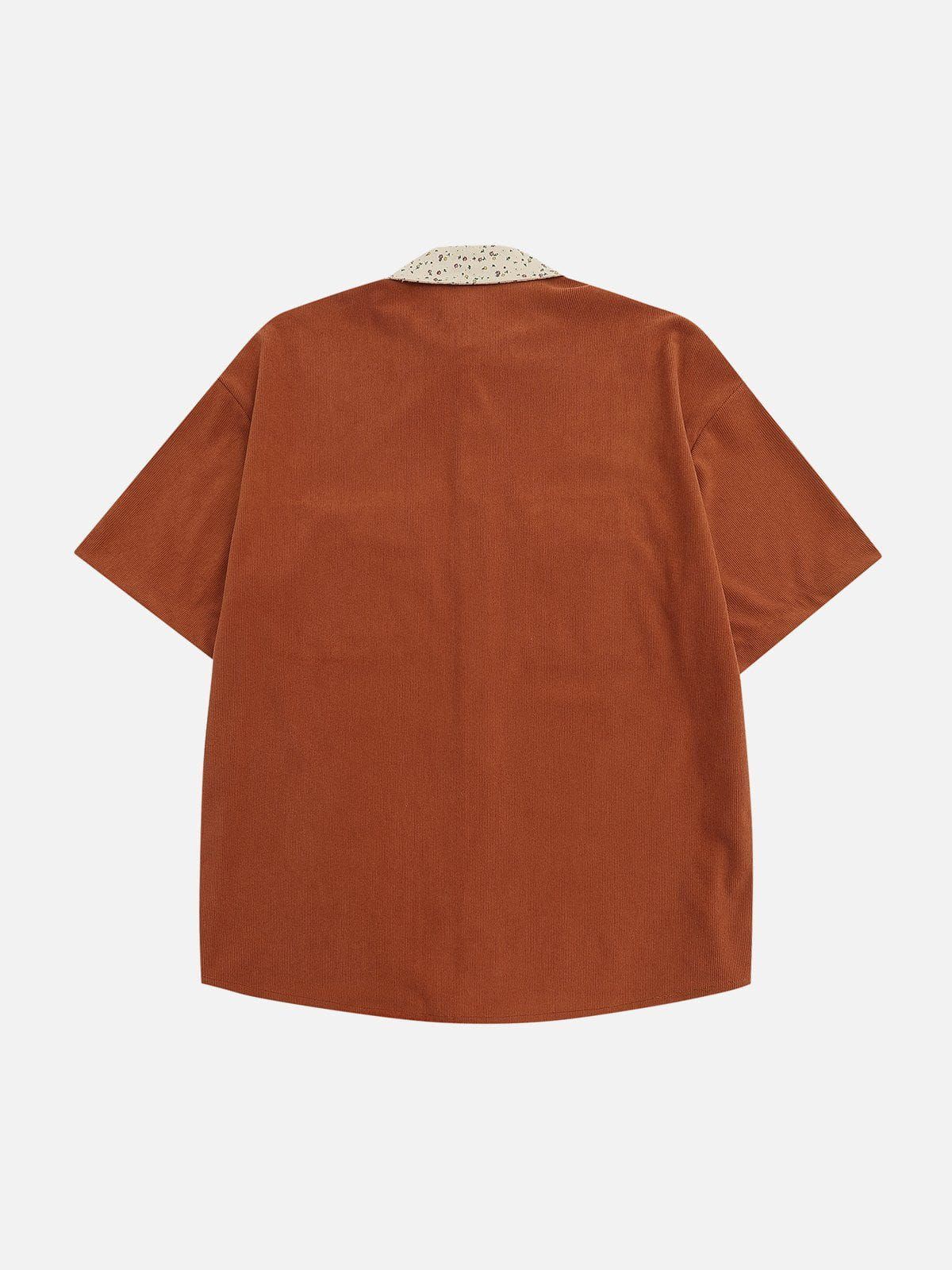 Denim Patchwork Short Sleeve Shirts sold by Aelfric Eden product image thumbnail 2