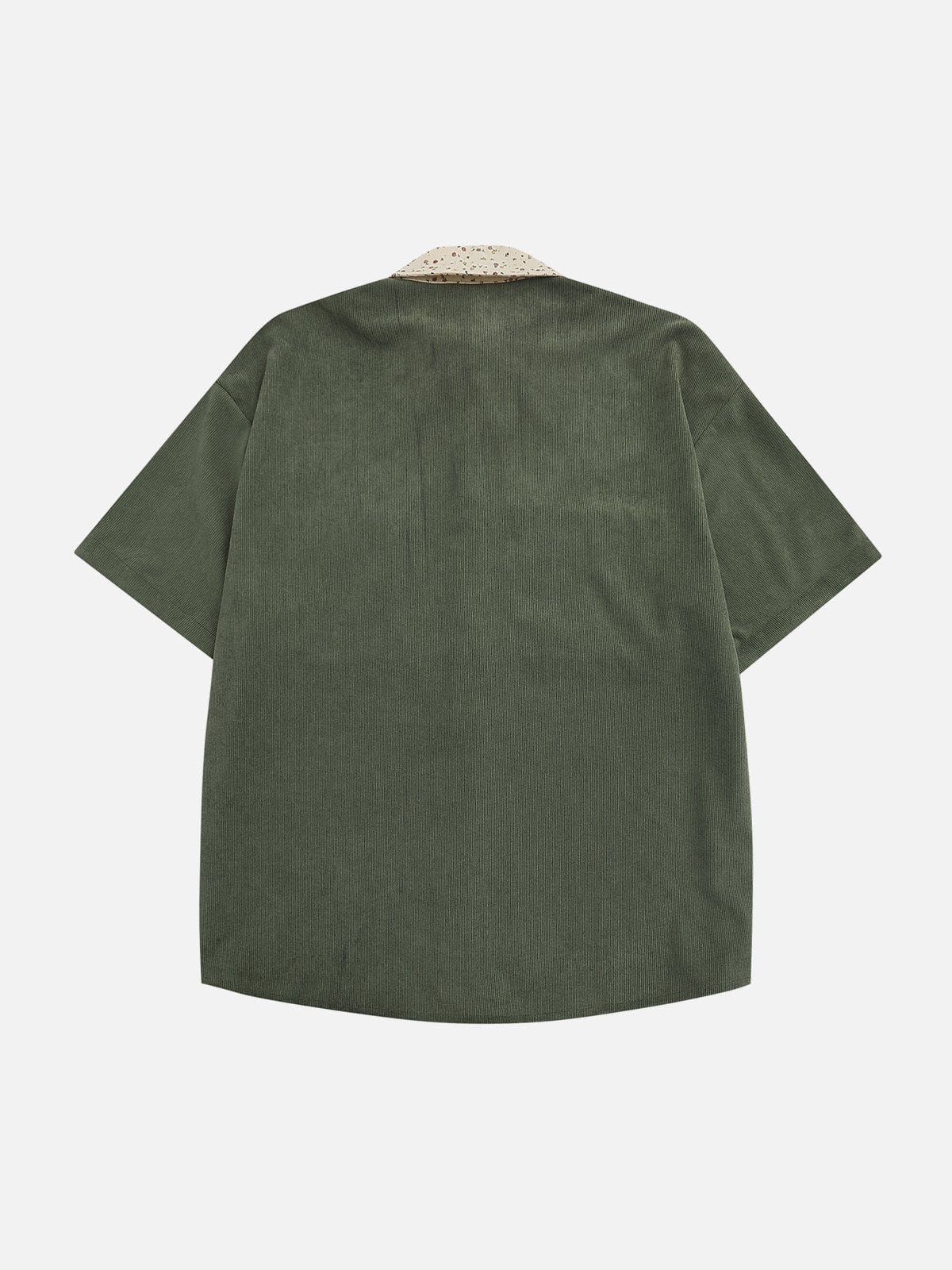 Denim Patchwork Short Sleeve Shirts sold by Aelfric Eden product image thumbnail 4