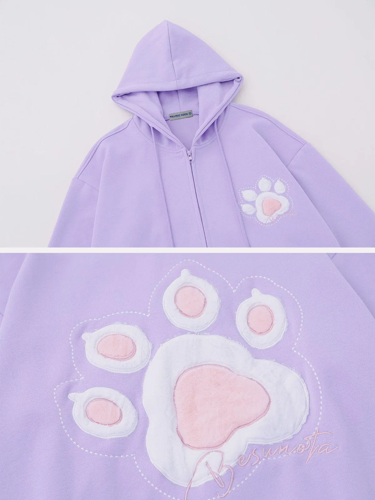 Aelfric Eden Cat Paw Embroidery Zip Up Hoodie sold by Aelfric Eden product image thumbnail 4