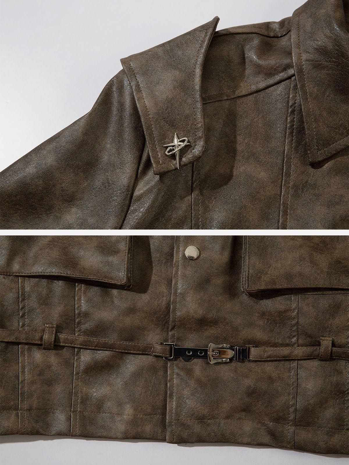 Aelfric Eden Vintage Strap Faux Leather Jacket sold by Aelfric Eden product image thumbnail 3