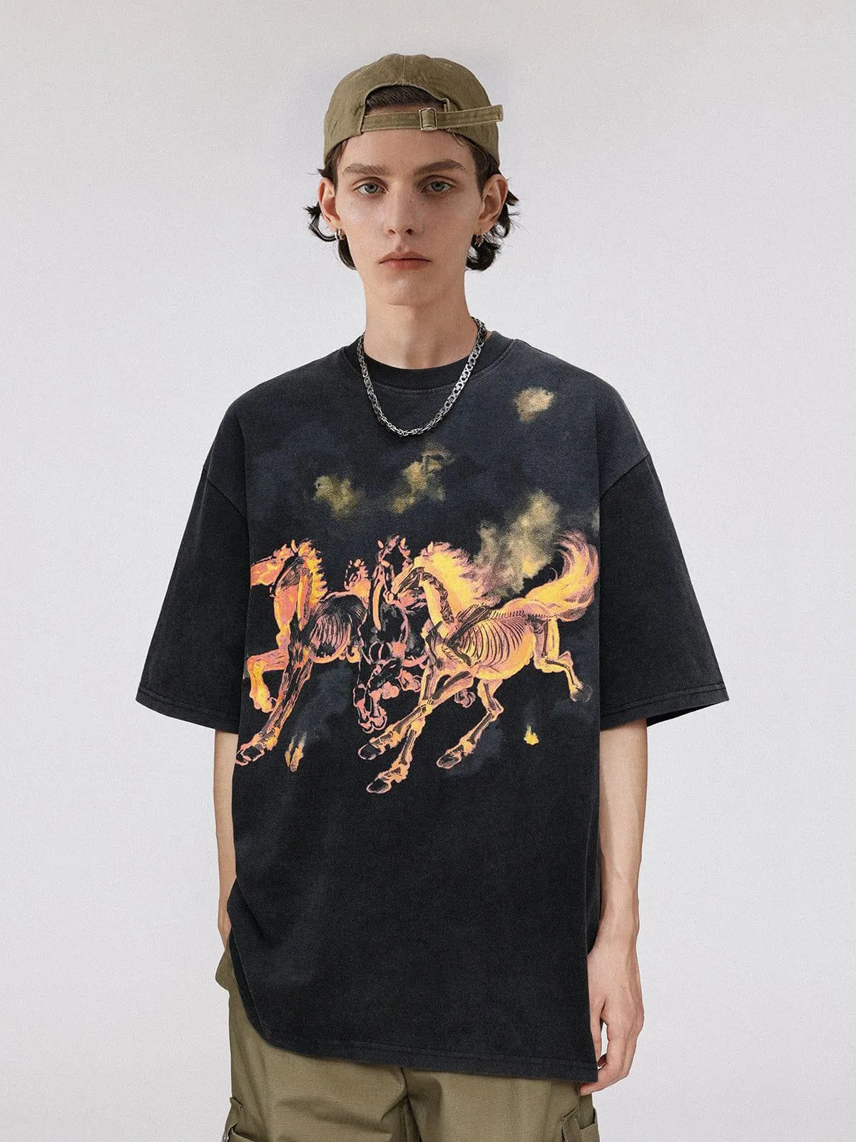 Vintage Washed Horse Print Tee sold by Aelfric Eden product image thumbnail 2