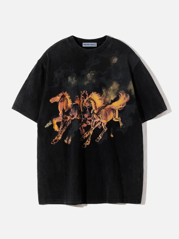 Vintage Washed Horse Print Tee sold by Aelfric Eden