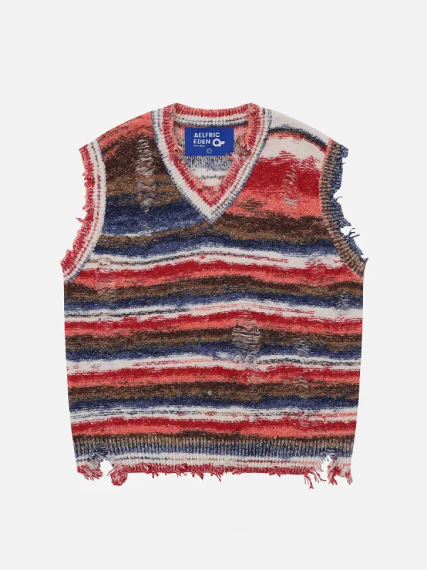 Aelfric Eden Distressed Stripe Sweater Vest sold by Aelfric Eden