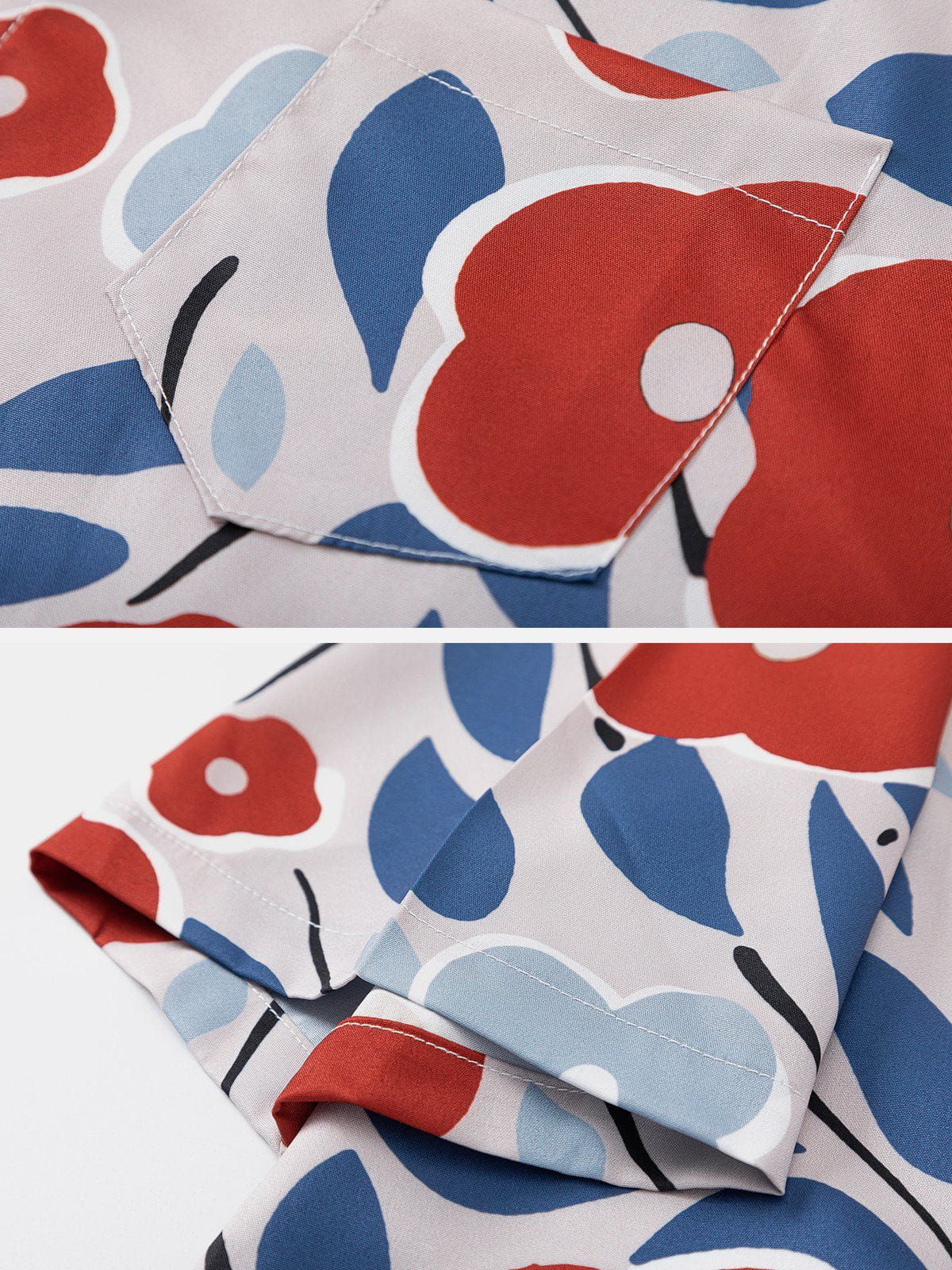 Plum Print Contrasting Color Short Sleeve Shirts sold by Aelfric Eden product image thumbnail 4