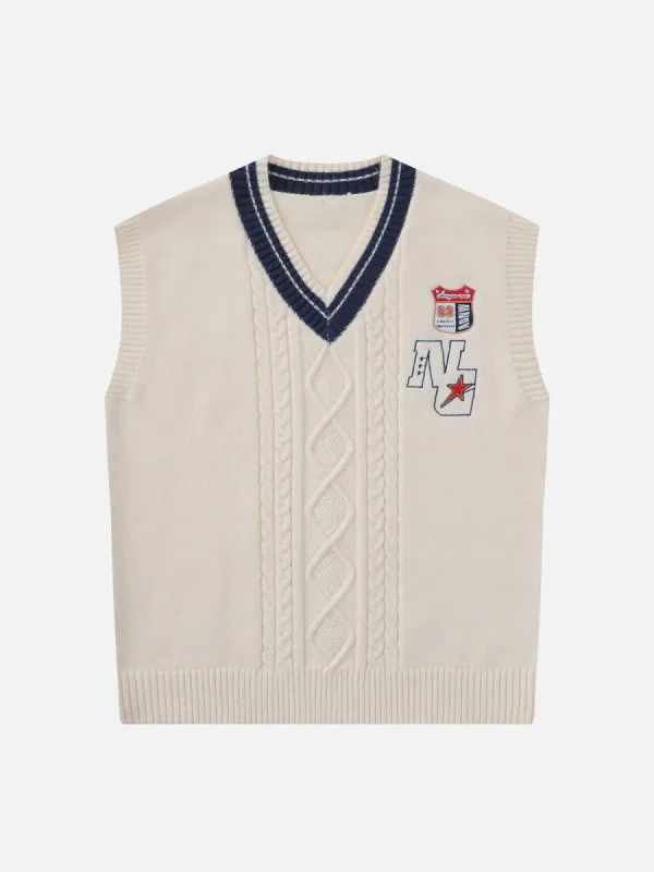 Aelfric Eden Lettered Star Embroidery Sweater Vest sold by Aelfric Eden