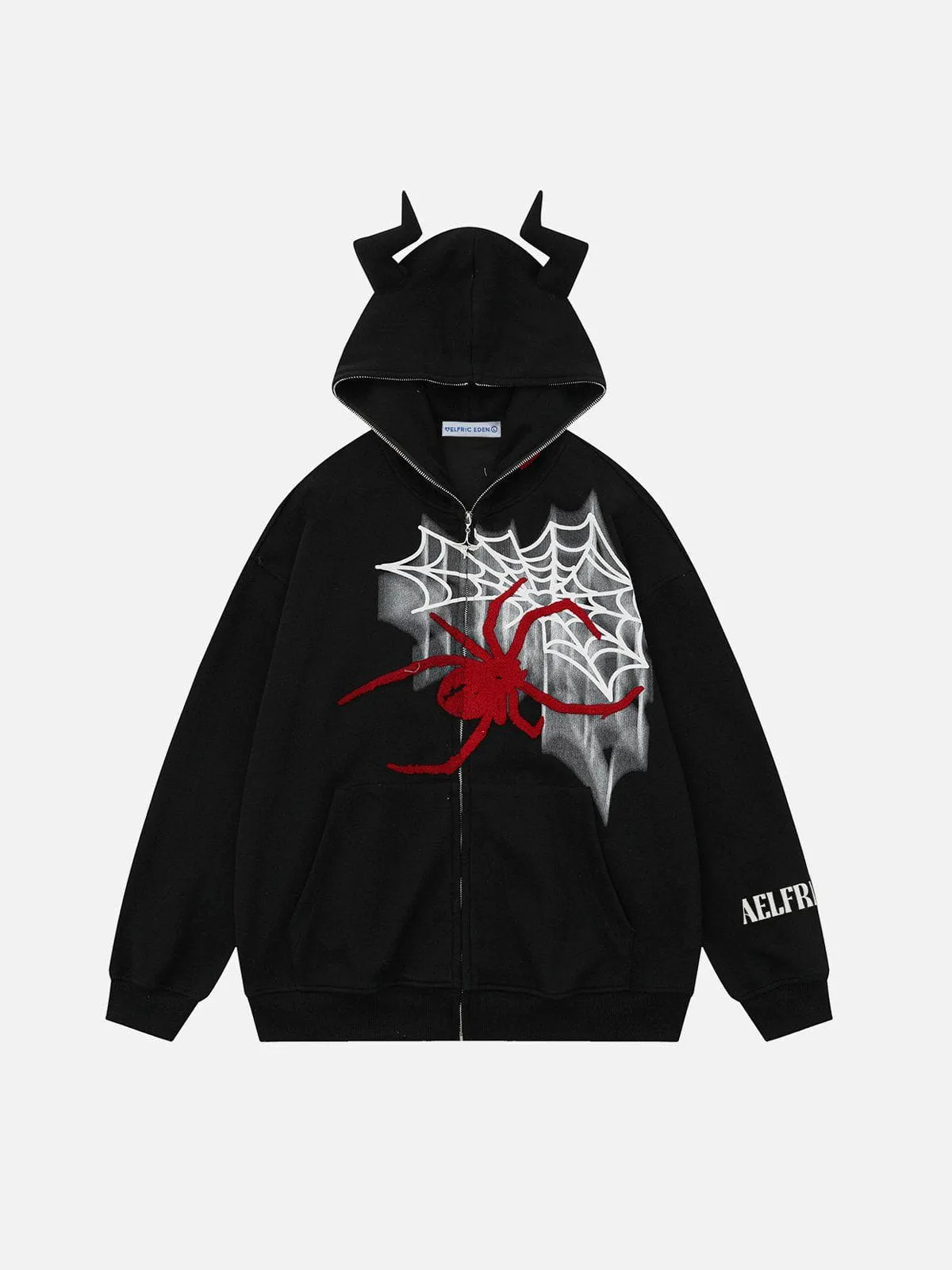 Aelfric Eden Horn Design Flocking Spider Zip Up Hoodie sold by Aelfric Eden