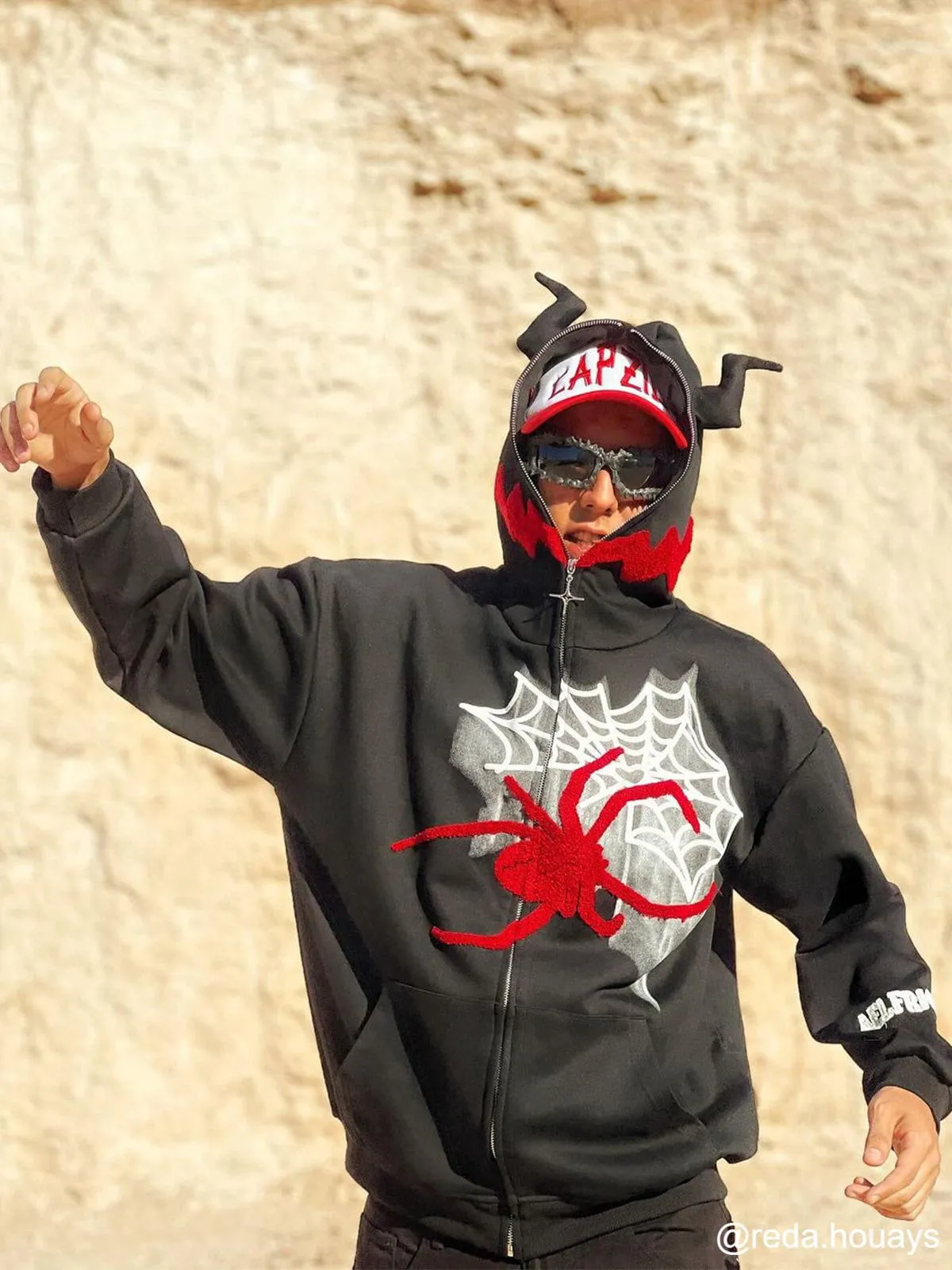 Aelfric Eden Horn Design Flocking Spider Zip Up Hoodie sold by Aelfric Eden product image thumbnail 2