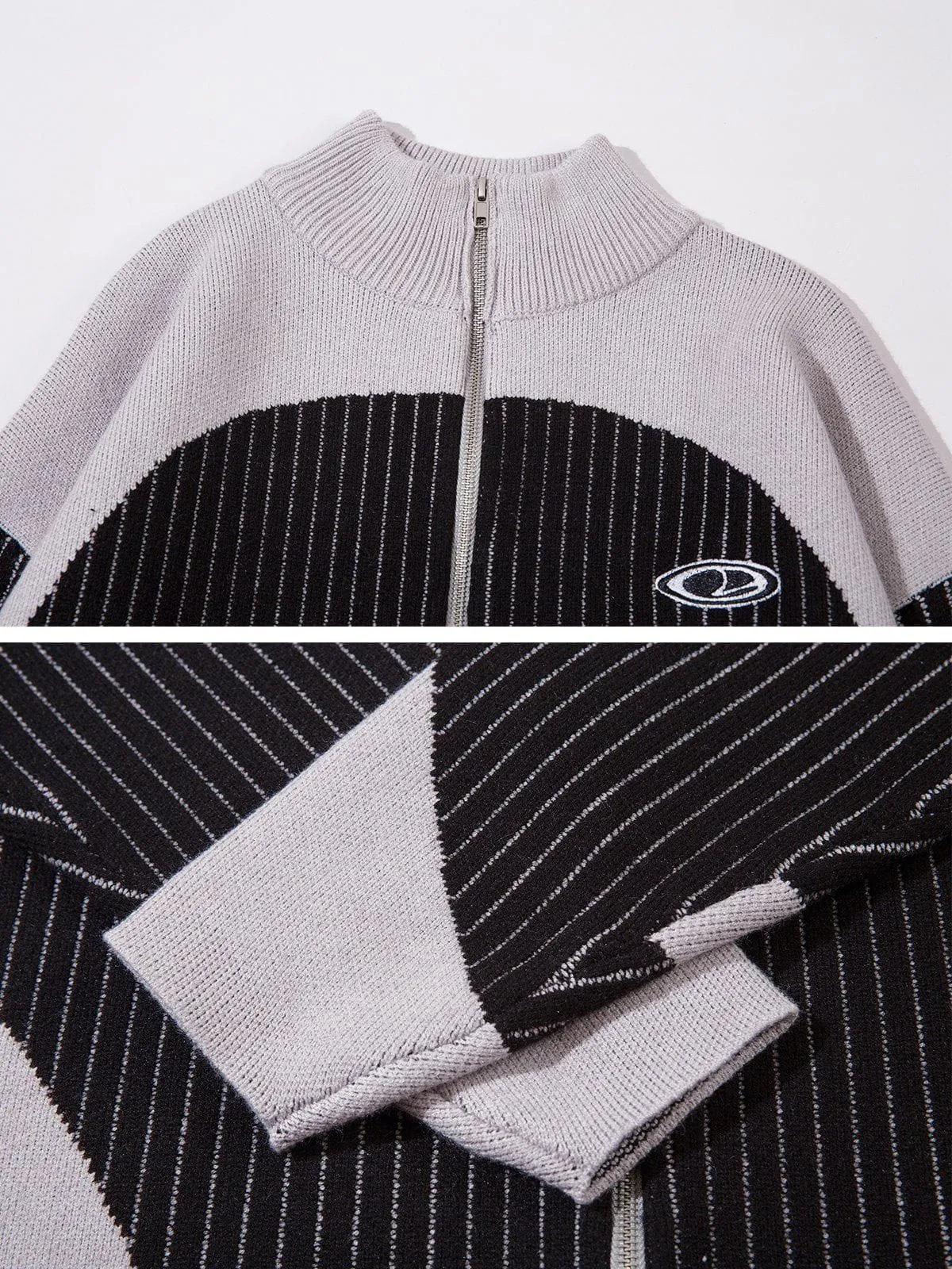 Aelfric Eden Color Blocking Stripe Turtleneck Cardigan sold by Aelfric Eden product image thumbnail 4