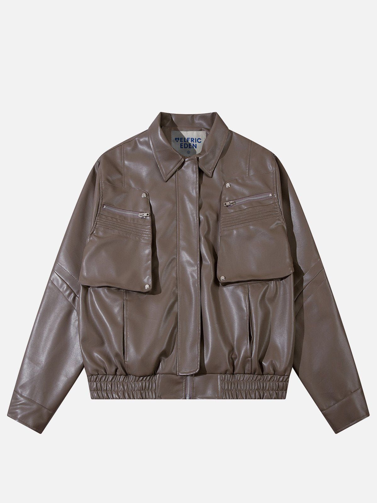 Aelfric Eden Solid Big Pocket Faux Leather Jacket sold by Aelfric Eden product image thumbnail 2