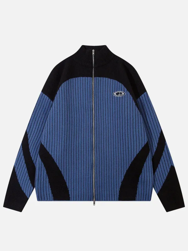 Aelfric Eden Color Blocking Stripe Turtleneck Cardigan