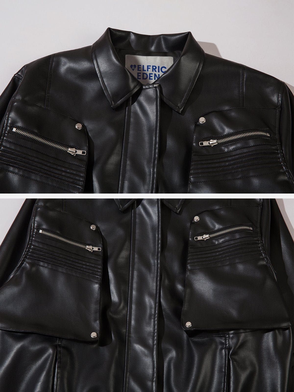 Aelfric Eden Solid Big Pocket Faux Leather Jacket sold by Aelfric Eden product image thumbnail 4