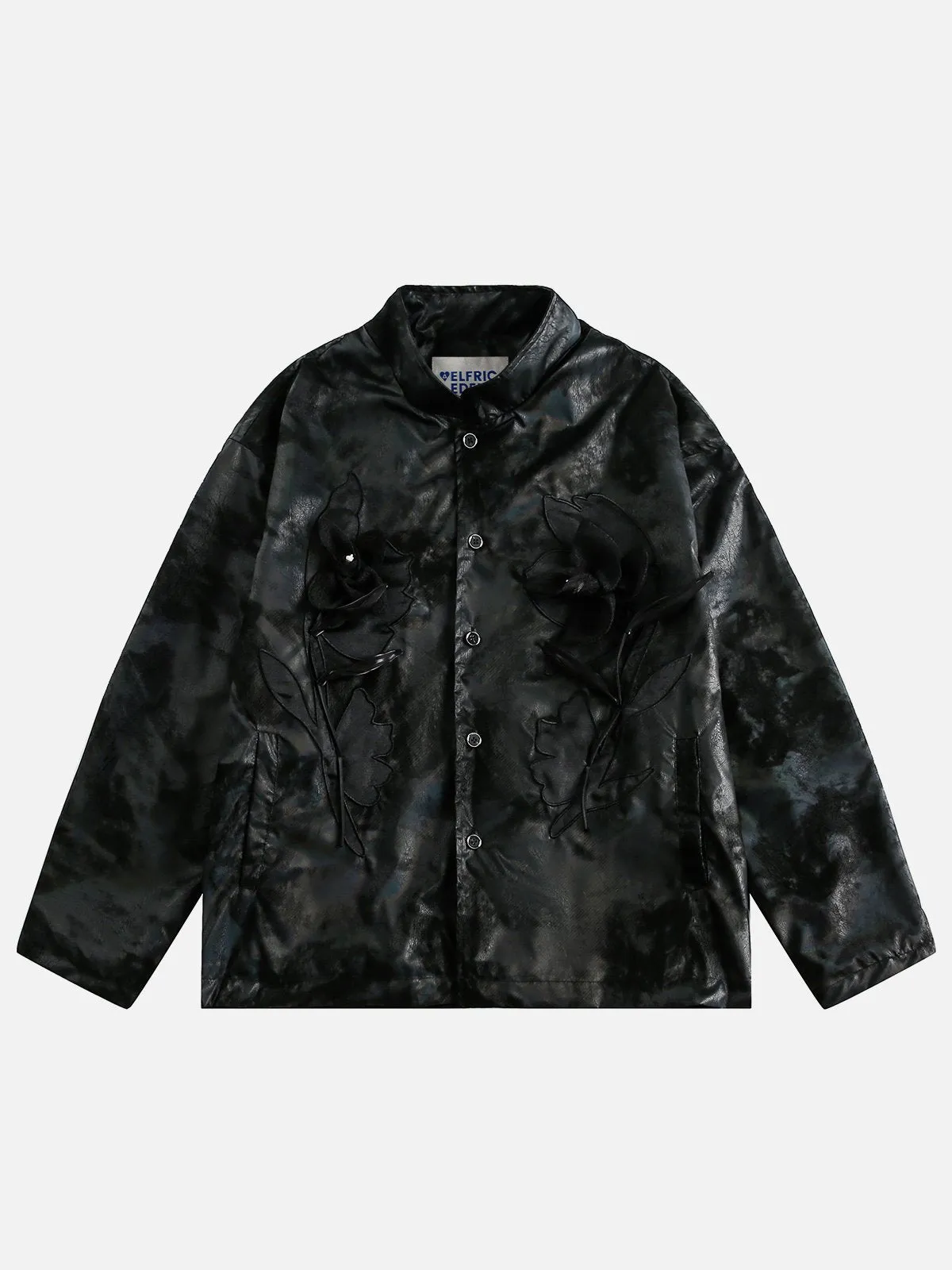 Aelfric Eden Embroidery Flower Faux Leather Jacket sold by Aelfric Eden