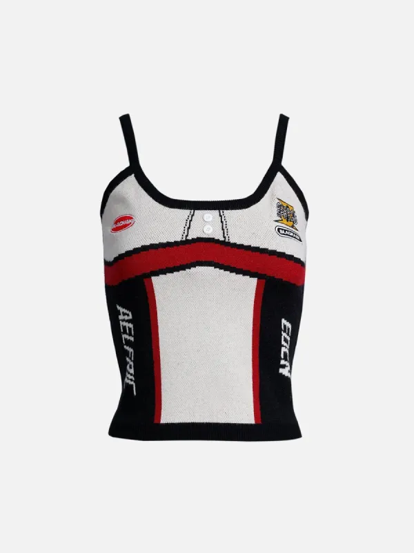 Jacquard Embroidery Racing Tank Top sold by Aelfric Eden