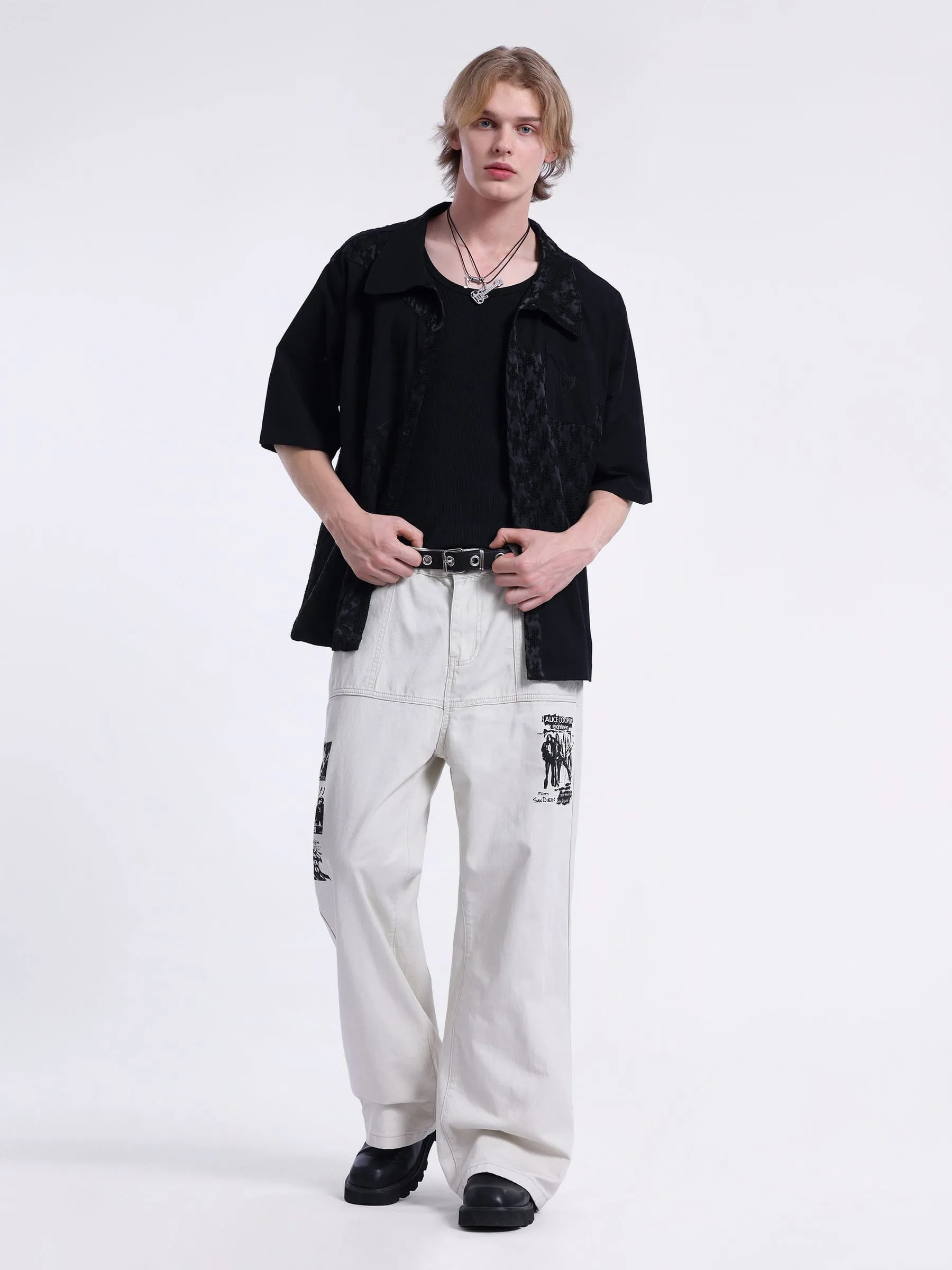 Aelfric Eden Texture Patchwork Short Sleeve Shirt sold by Aelfric Eden product image thumbnail 3